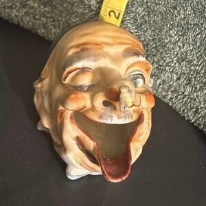 Occupied Japan Tray Clown Old Man Face Ceramic Vintage Rare Collectible